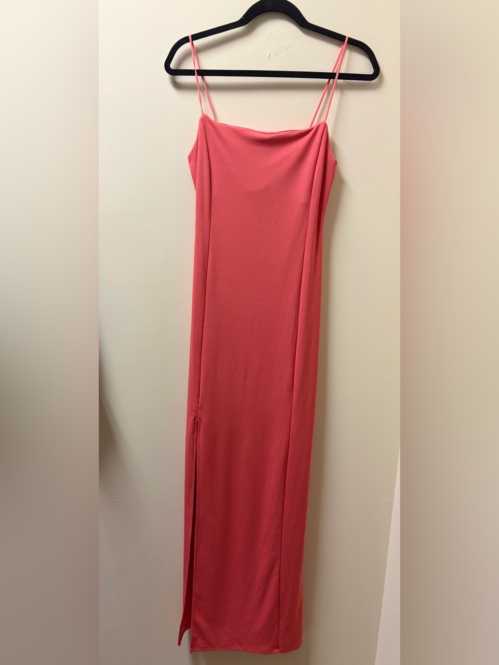 Heart Hips Coral Pink Slip Maxi Dress with Side Slit Size Medium